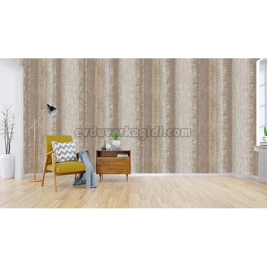 Bella Wallcoverings Kahve Mavi Soyut Eskitme Asimetrik Çizgi Desenli YG32303 Duvar Kağıdı 16.50 M²