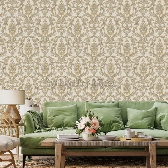 Adawall Dante Krem Zenin Üstüne Kahve Klasik Damask Desenli 1407-5 Duvar Kağıdı 10.60 M²