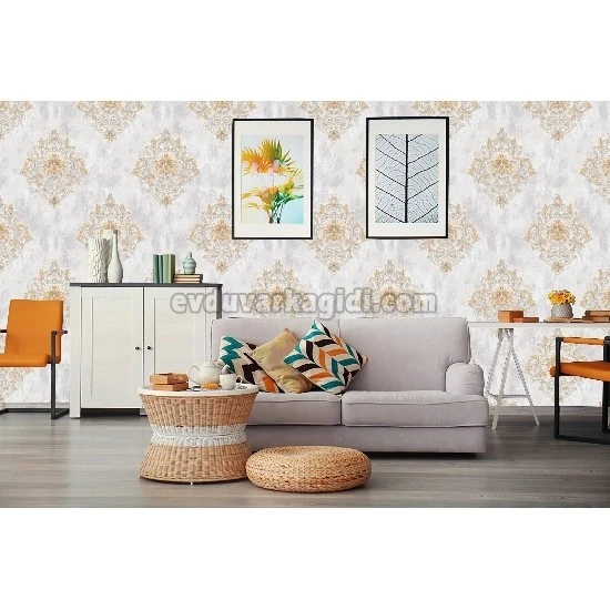 Bella Wallcoverings Gri Kahve Damask Desenli YG31101 Duvar Kağıdı 16.50 M²