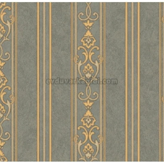 Adawall Rumi Koyu Gri Klasik Süslemeli Çizgi Desenli 6805-5 Duvar Kağıdı 10.60 M²