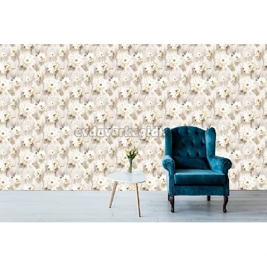 Bella Wallcoverings Bej Kahve Yeşil Çicek Desenli RS75503 Duvar Kağıdı 16.50 M²