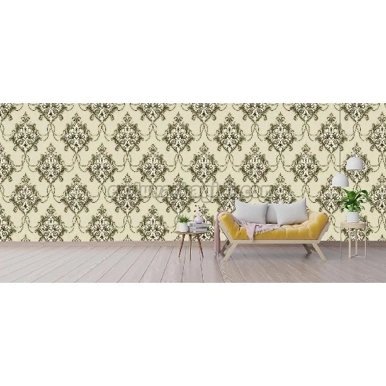 Ottoman Wallcoverings Pudra Gri Zemin Siyah Motifler Klasik Desenli B053 Duvar Kağıdı 16.50 M²