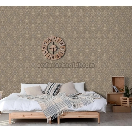 Adawall Dante Kahverengi Motifli Damask Desenli 1405-4 Duvar Kağıdı 10.60 M²