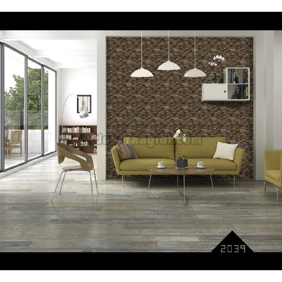 Wall212 3d Single 3 Boyutlu Kahve Mavi Hardal Kesme Taş Desenli 2039 Duvar Kağıdı 5 M²