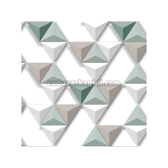 Ugepa (fransız) Hexagone 3 Boyutlu Beyaz Yeşil Geometrik Desenli L57504 Duvar Kağıdı 5 M²