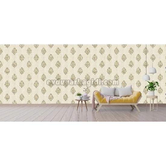 Ottoman Wallcoverings Krem Bakır Damask Desenli A0024 Duvar Kağıdı 16.50 M²