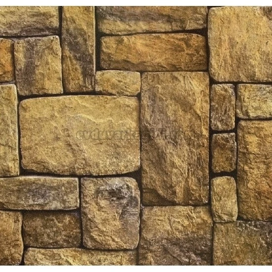 Wall212 3d Single 3 Boyutlu Kahve Hardal Siyah Yığma Taş Desenli 2034 Duvar Kağıdı 5 M²