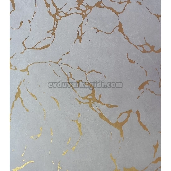Golden Black Kirli Beyaz Zemin Üstünde Gold Damarlı Mermer Desenli 41612 Duvar Kağıdı 16.10 M²