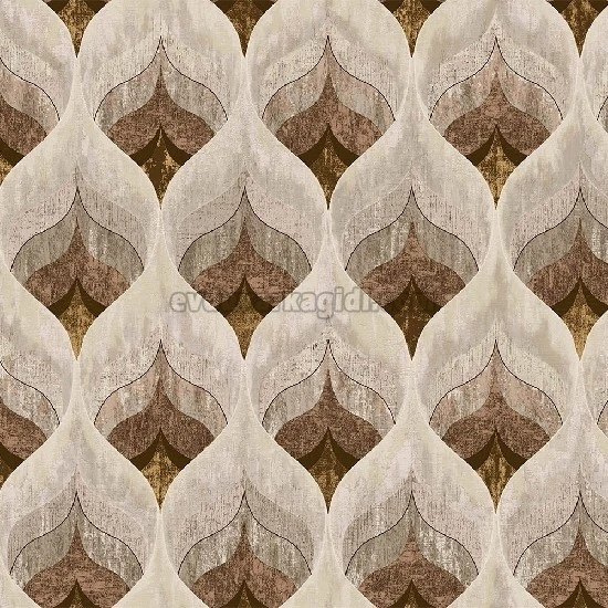 Duka By Hakan Akkaya 3d Efektli Krem Zemin Bakır Gold Motif Geometrik Desenli 20191-1 Duvar Kağıdı 10.60 M²