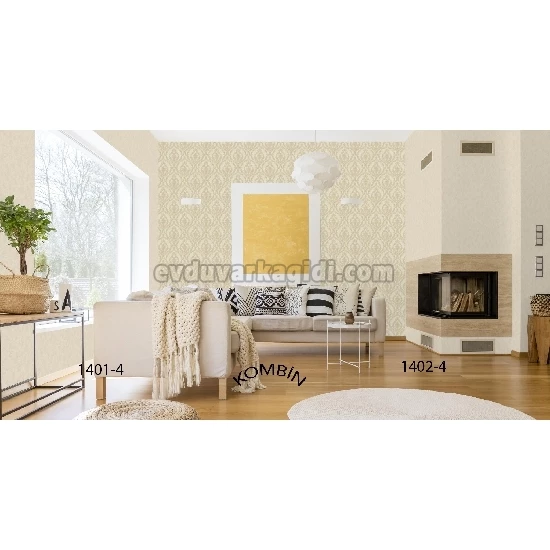 Adawall Dante Krem Damask Desenli 1401-4 Duvar Kağıdı 10.60 M²