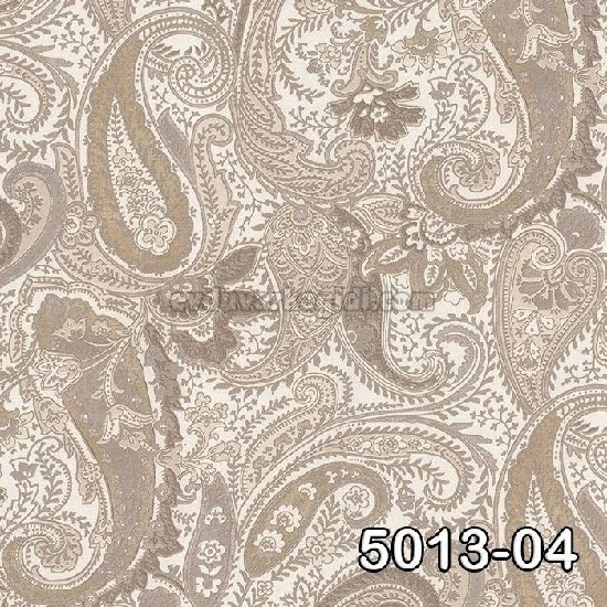 Decowall Retro Krem Bej Kahve Yeşil Vintage Şal Desenli 5013-04 Duvar Kağıdı 16.50 M²