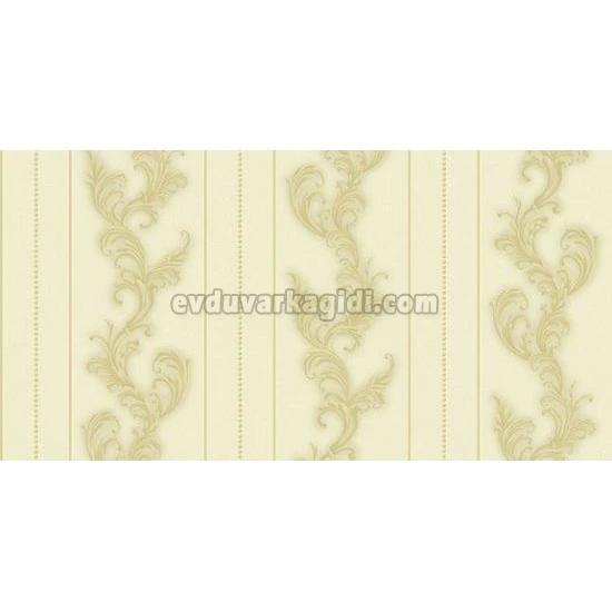 Ottoman Wallcoverings Krem Zemin Gold Yaprak Çizgi Desenli B061 Duvar Kağıdı 16.50 M²