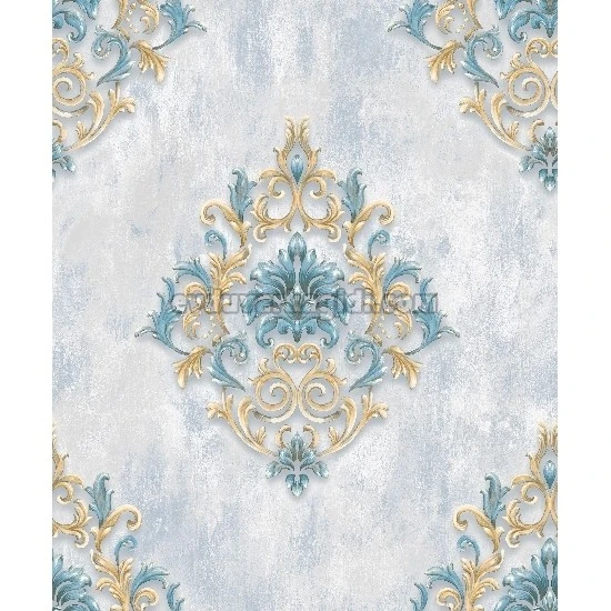 Bella Wallcoverings Gri Mavi Sarı Damask Desenli YG31105 Duvar Kağıdı 16.50 M²