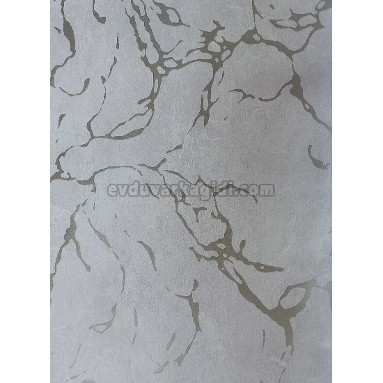 Golden Black Kirli Beyaz Zemin Üstünde Gümüş Damarlı Mermer Desenli 41621 Duvar Kağıdı 16.10 M²