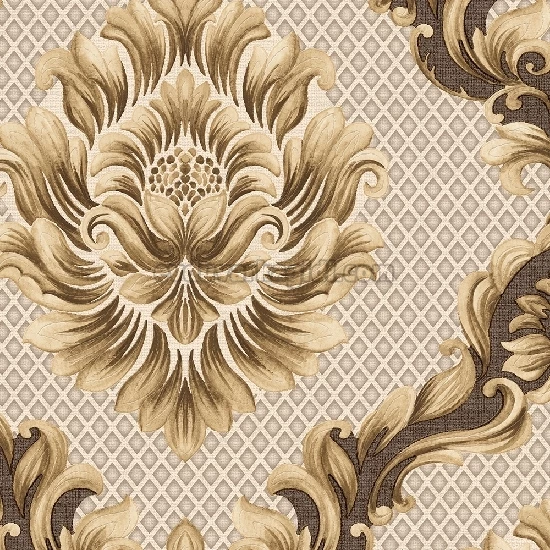 Duka Sawoy Kahverengi Gold Damask Desenli 17140-3 Duvar Kağıdı 10.00 M²