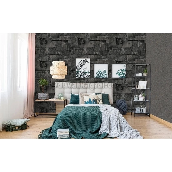 Adawall Roka 3d Koyu Gri Siyah Kesme Taş Desenli 23106-5 Duvar Kağıdı 16.50 M²