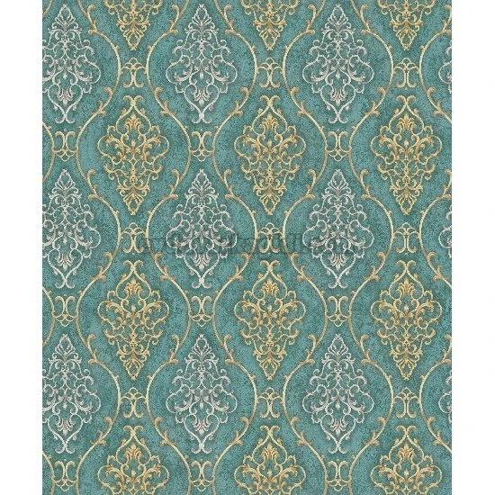 Bella Wallcoverings Yeşil Zemin Gold Motifli Damask Desenli YG31806 Duvar Kağıdı 16.50 M²