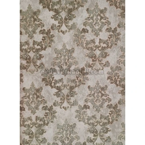 Golden Black Vizon Dokulu Eskitme Zemin Üstüne Gold Yeşil Motifli Damask Desenli 41288 Duvar Kağıdı 16.10 M²