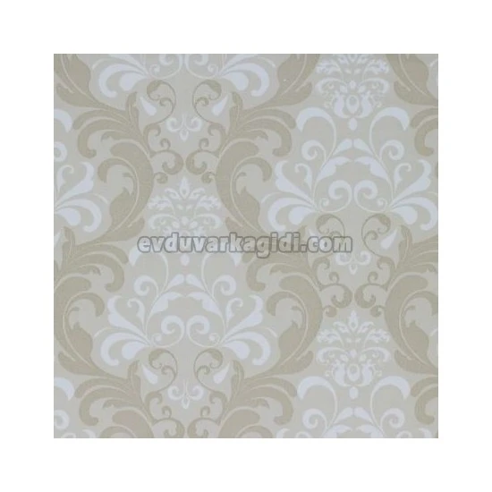 Golden Flamingo Simli Beyaz Gri Motifli Damask Desenli 17552 Duvar Kağıdı 5 M²