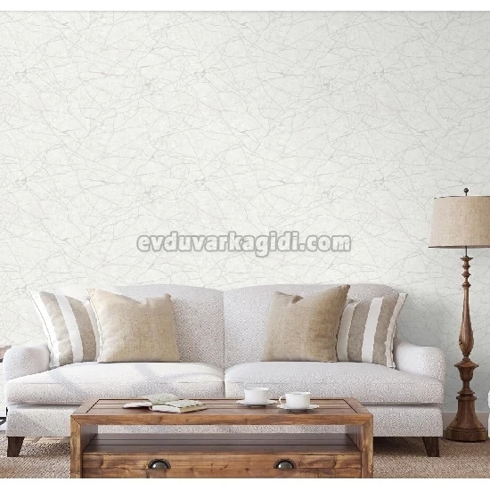 Adawall Roka Beyaz Gümüş Asimetrik Çizgi Desenli 23107-1 Duvar Kağıdı 16.50 M²