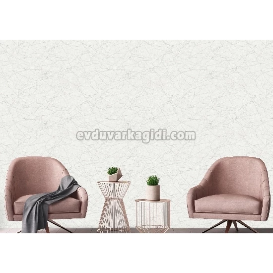 Adawall Roka Beyaz Gümüş Asimetrik Çizgi Desenli 23107-1 Duvar Kağıdı 16.50 M²