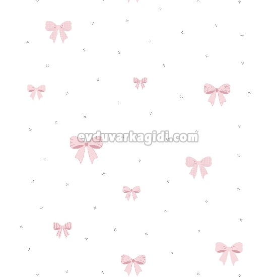 Milky Baby Beyaz Pembe Fiyonk Desenli Bebek Odası 415-1 Duvar Kağıdı