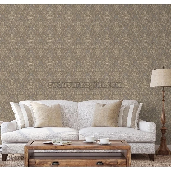 Adawall Dante Kahverengi Motifli Damask Desenli 1405-4 Duvar Kağıdı 10.60 M²