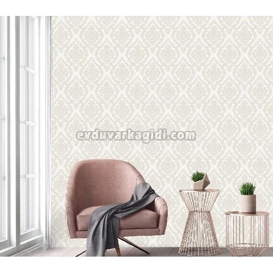 Adawall Dante Beyaz Motifli Damask Desenli 1405-1 Duvar Kağıdı 10.60 M²