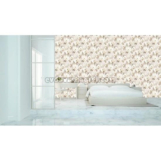 Bella Wallcoverings Bej Kahve Yeşil Çicek Desenli RS75503 Duvar Kağıdı 16.50 M²