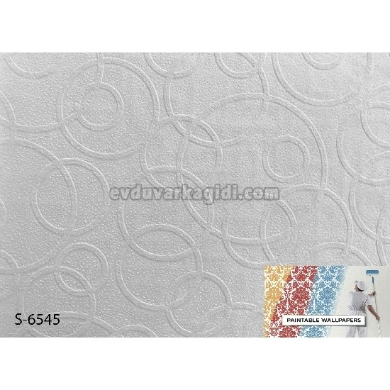 Yasham Seela Boyanabilir Beyaz Kabartma Doku Halka Desenli S-6545 Duvar Kağıdı 26.5 M²