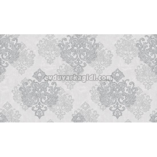 Gmz Vav Collection Beyaz Gri Damask Desenli 42300-7 Duvar Kağıdı 16.50 M²
