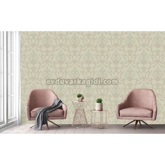 Adawall Rumi Krem Süsleme Motifli Damask Desenli 6806-1 Duvar Kağıdı 10.60 M²