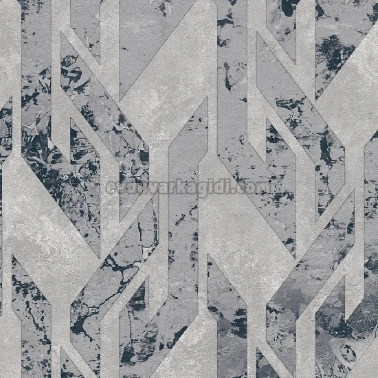 Duka By Hakan Akkaya Gri Zemin Lacivert Gümüş Geometrik Desenli 20195-1 Duvar Kağıdı 10.60 M²