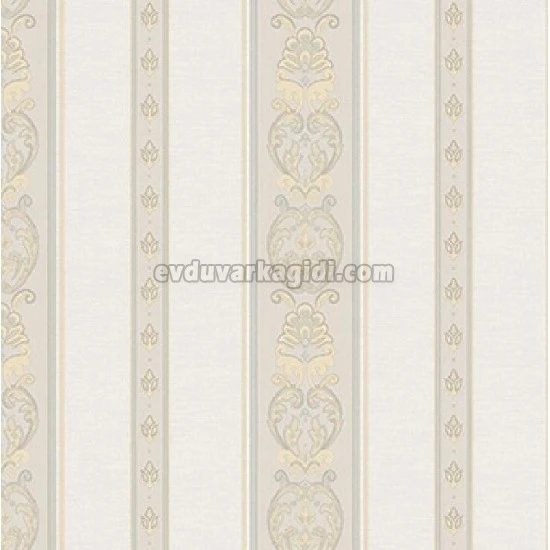 Adawall Rumi Beyaz Krem Süslemeli Çizgi Desenli 6803-1 Duvar Kağıdı 10.60 M²