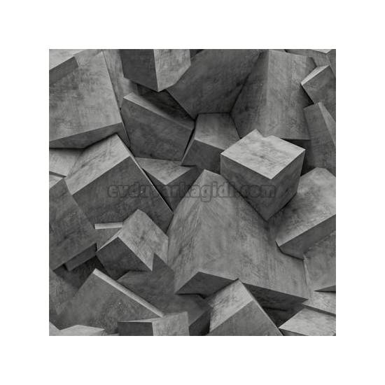 Ugepa (fransız) Hexagone 3 Boyutlu Gri Geometrik Taş Desenli L50519 Duvar Kağıdı 5 M²