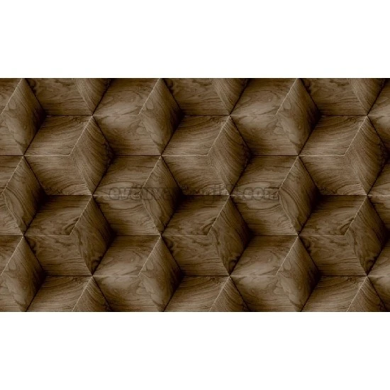Gmz 3D Elemental Koyu Kahve Siyah 3 Boyutlu Ahşap Kare Kutu Desenli 42010-2 Duvar Kağıdı 16.50 M²