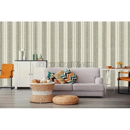 Ottoman Wallcoverings Gri Beyaz Bakır Modern Çizgi Desenli 69008-4 Duvar Kağıdı 16.50 M²