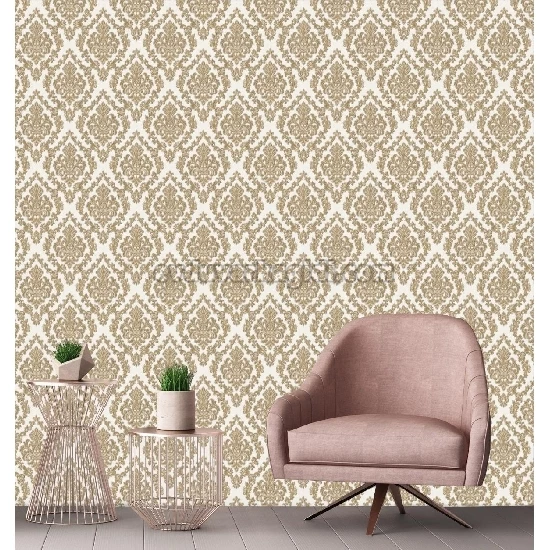 Adawall Dante Beyaz Zemin Gold Motifli Damask Desenli 1405-5 Duvar Kağıdı 10.60 M²