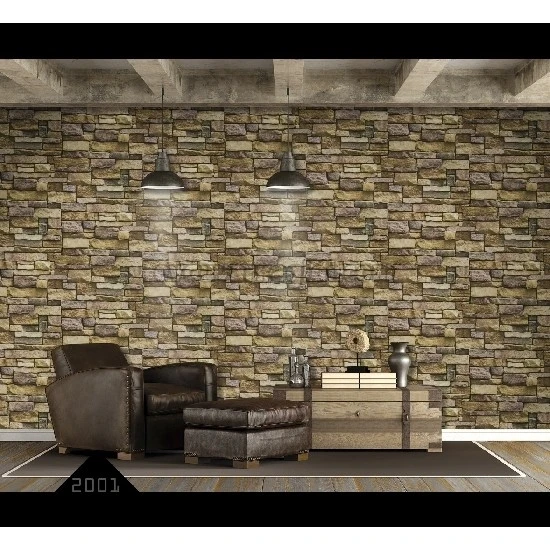 Wall212 3d Single Kahve Vizon Siyah 3 Boyutlu Taş Desenli 2001 Duvar Kağıdı 5 M²