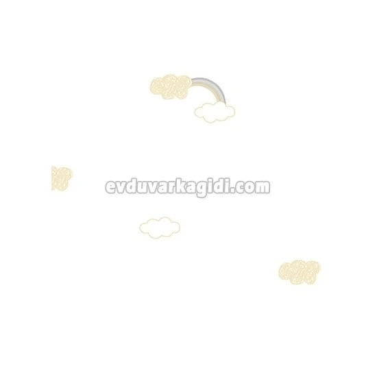 Adawall Ada Kids Beyaz Zemin Gökkuşağı Bulut Desenli 8902-2 Duvar Kağıdı 10 M²