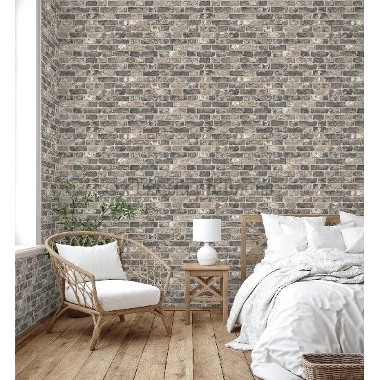 Adawall Roka 3d Krem Eskitme Tuğla Taş Desenli 23104-3 Duvar Kağıdı 16.50 M²