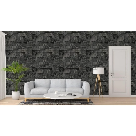 Adawall Roka 3d Koyu Gri Siyah Kesme Taş Desenli 23106-5 Duvar Kağıdı 16.50 M²