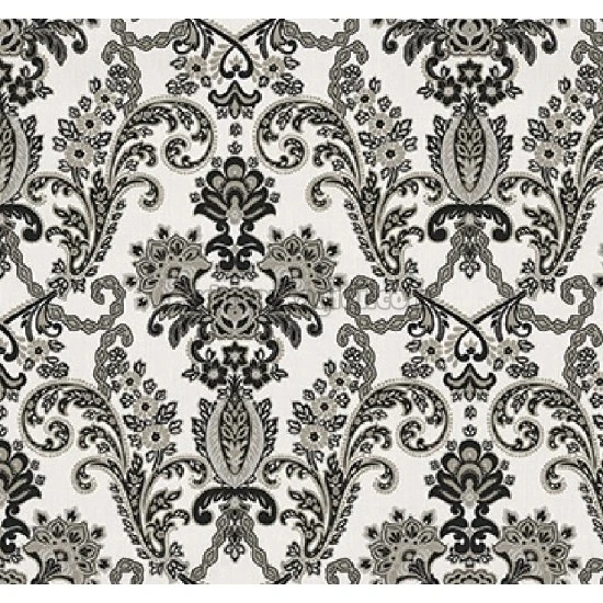 Adawall Rumi Beyaz Siyah Süslemeli Damask Desenli 6804-5 Duvar Kağıdı 10.60 M²