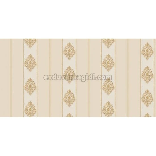 Ottoman Wallcoverings Pudra Gold Çizgili Damask Desenli A0012 Duvar Kağıdı 16.50 M²