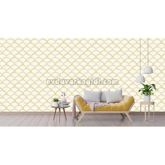 Adawall Seven Açık Bej Zemin Dalga Süsleme Desenli 7811-1 Duvar Kağıdı 16.50 M²