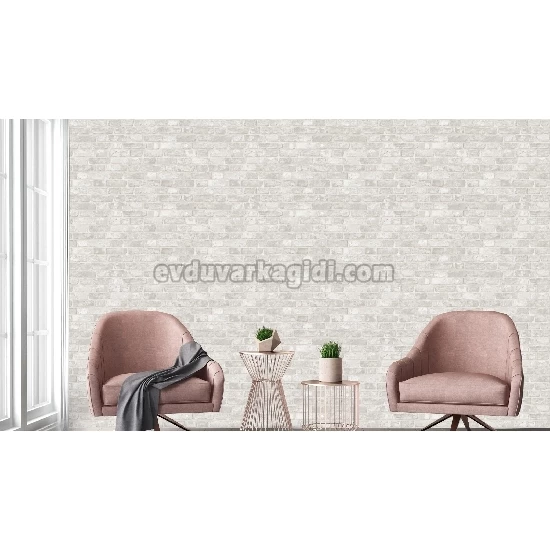 Adawall Roka 3d Açık Gri Eskitme Tuğla Taş Desenli 23104-1 Duvar Kağıdı 16.50 M²