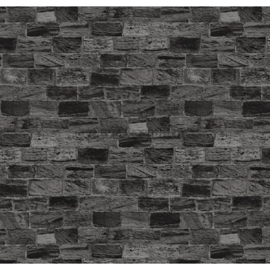 Wall212 3d Single 3 Boyutlu Siyah Gri Krem Kesme Taş Desenli 2040 Duvar Kağıdı 5 M²