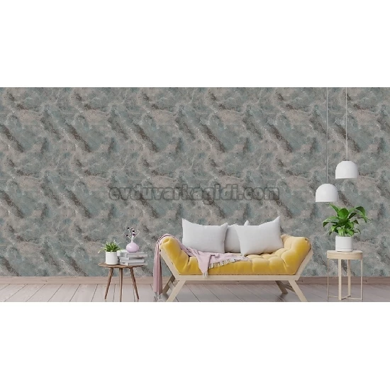 Prowall Petra Kahve Turkuaz Soyut Mermer Desenli 5206-4 Duvar Kağıdı 16.50 M²