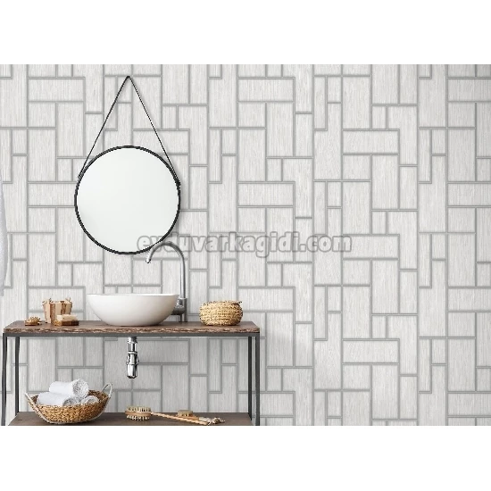 Adawall Roka Açık Gri Geometrik Desenli 23108-1 Duvar Kağıdı 16.50 M²