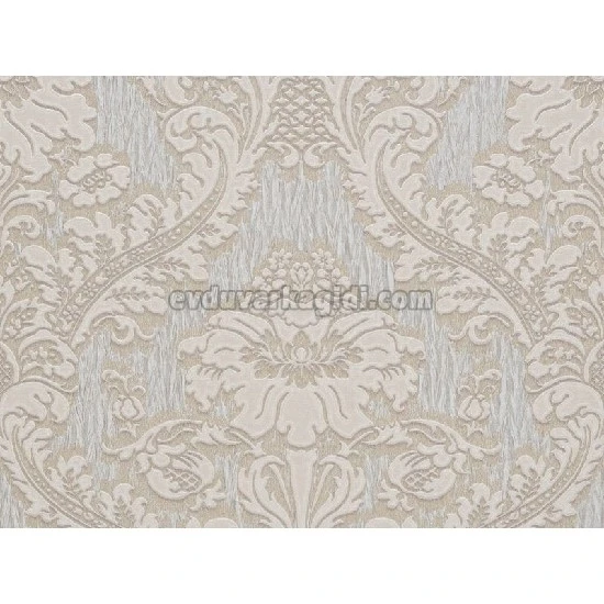 Murella Canova (italyan) Kabartma Doku Mavi Gri Motifli Damask Desenli M2074 Duvar Kağıdı 7 M²